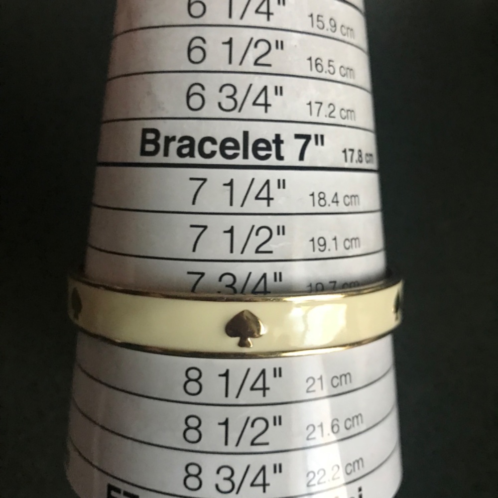Kate Spade NY Bangle Bracelet Off White Enamel Yellow Gold Plated Designer Logo - Picture 8 of 8